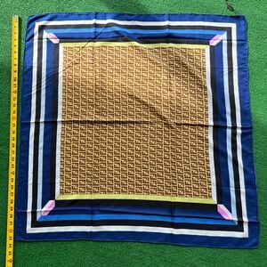 Fendi Multicolor Silk Scarf with Logo Pattern